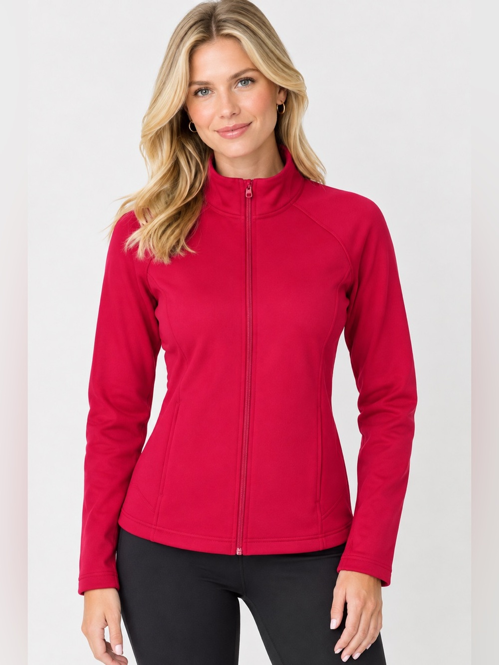 White Sierra Pink PowerJacket Full Zipper Mock Neck in Bright Pink Size XL NWT